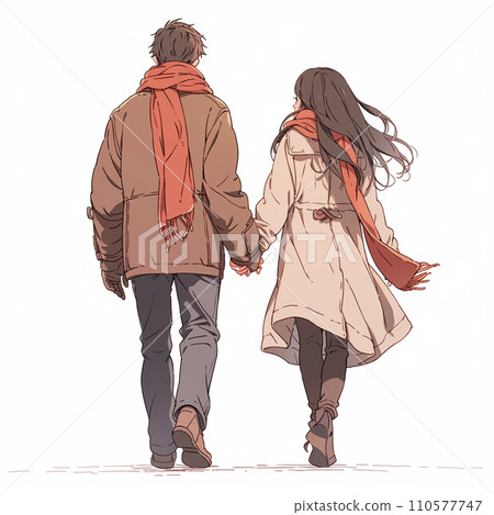 A couple walking hand in hand A couple walking hand in hand 110577747