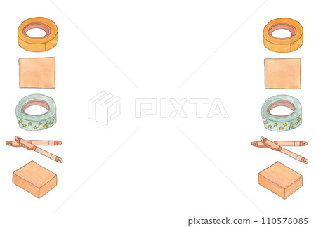 一套兩排垂直的橘色信紙,用水性筆和透明水彩繪製。 一套兩排垂直的橘色信紙,用水性筆和透明水彩繪製。 110578085