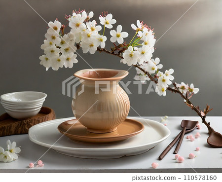 白盤子和櫻花 110578160