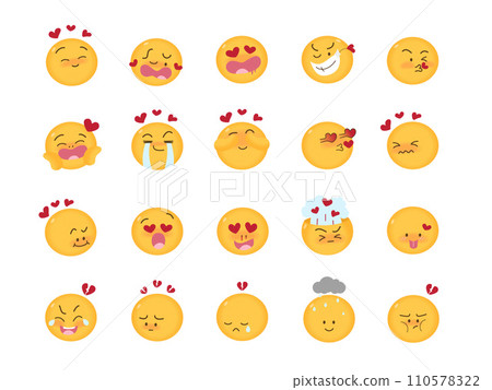 Love emoji icon set, facial expression set vector illustration. 110578322
