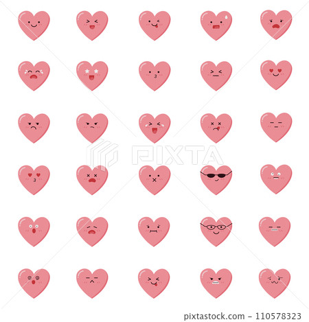 Heart emoji facial expression set vector illustration. Heart emoji facial expression set vector illustration. 110578323