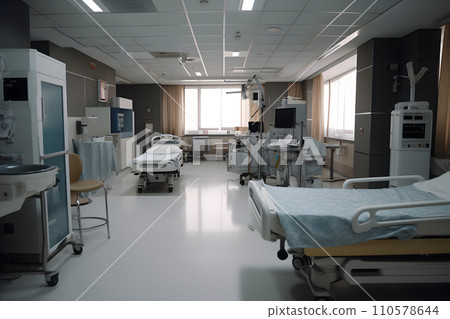 AI-generated content. empty generic hospital interior, neural network generated image AI-generated content. empty generic hospital interior, neural network generated image 110578644