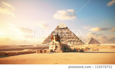 Sphinx and pyramid 110578752