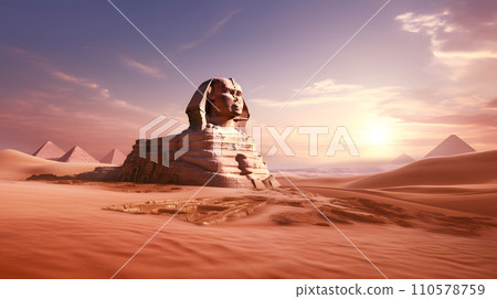 Sphinx and pyramid 110578759