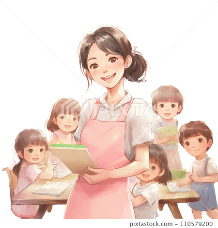 Pink apron nursery teacher 110579200