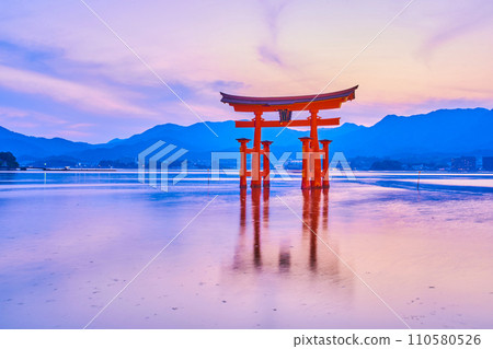 Miyajima, Hiroshima Prefecture / Itsukushima Shrine Otorii at dusk Miyajima, Hiroshima Prefecture / Itsukushima Shrine Otorii at dusk 110580526