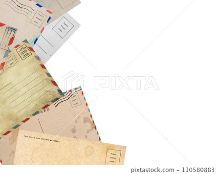 Lot of old postcard on white background and space for text 110580883