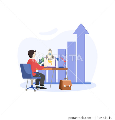 Entrepreneurship illustration. Entrepreneurship, think and develop new idea, organize and launch new innovation product, startup or start new company. Entrepreneurship illustration. Entrepreneurship, think and develop new idea, organize and launch new innovation product, startup or start new company. 110581010