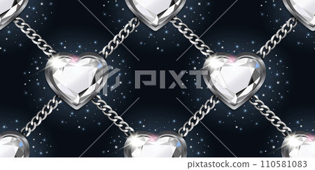 Diamond heart shaped chain metal cage vector 110581083
