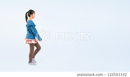 Full body photo of a walking girl Full body photo of a walking girl 110581142