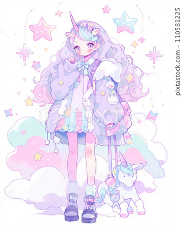 可愛的女孩和飛馬座 110581225