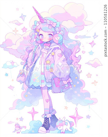 可愛的女孩和飛馬座 110581226