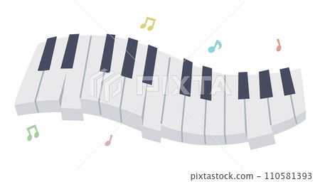 Illustration of a piano playing a melody 110581393