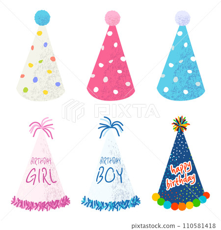 various birthday party hat illustrations 110581418