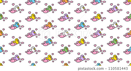 duck seamless pattern heart valentine rubber duck chicken bird cartoon vector pet tile wallpaper gift wrapping paper scarf isolated doodle animal farm repeat background illustration design 110581443