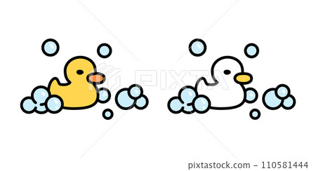 duck vector shower soap bubble icon bathing scarf logo cartoon character yellow rubber duck bird chicken symbol doodle isolated illustration design 110581444