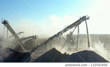Extraction of granite. Open cast mine. Stone Quarrying. Granite quarry. 110581600