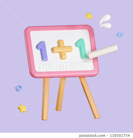 3D cartoon mathematic education concept isolated on pastel background. icon symbol clipping path. education. 3d render illustration 110581754