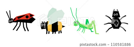Funny Insect Small Crawling Animal Vector Set Funny Insect Small Crawling Animal Vector Set 110581886
