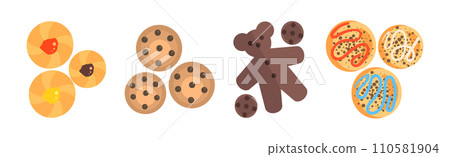 Bakery Shop Food with Cookie and Muffin Flat Item Vector Set. 110581904