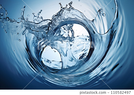 Mesmerizing Water Vortex, Abstract Splash in Vibrant Aqua Hues 110582497