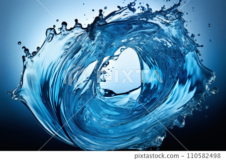 Mesmerizing Water Vortex, Abstract Splash in Vibrant Aqua Hues 110582498