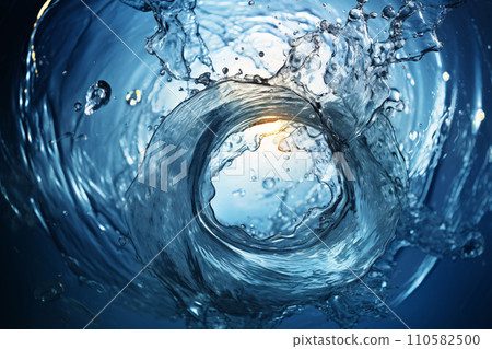Mesmerizing Water Vortex, Abstract Splash in Vibrant Aqua Hues 110582500