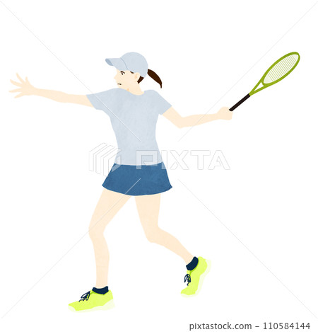 一個人打網球的插圖 110584144