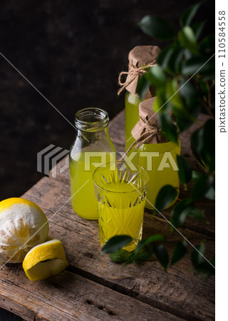 Traditional italian limoncello or lemon liquor Traditional italian limoncello or lemon liquor 110584558