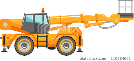 Aerial Work Platform Bucket Truck Icon in Flat Style. Vector Illustration Aerial Work Platform Bucket Truck Icon in Flat Style. Vector Illustration 110584661
