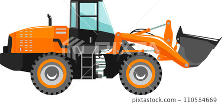 Wheel Loader Icon in Flat Style. Vector Illustration 110584669