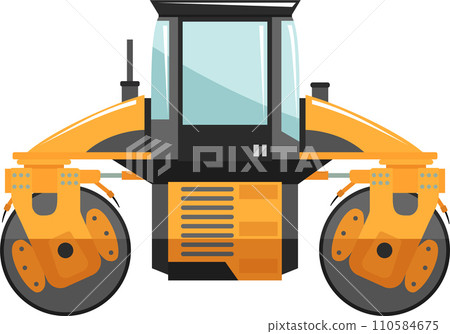 Road Roller Compactor Icon in Flat Style. Vector Illustration 110584675