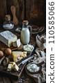 AI-generated content. Milk, eggs, sour cream, cottage cheese and cheese 110585066