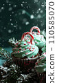 AI-generated content. Christmas cupcakes decorated with candy 110585070