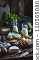 AI-generated content. Milk, eggs, sour cream, cottage cheese and cheese 110585080