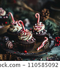 AI-generated content. Christmas cupcakes decorated with candy 110585092
