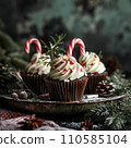 AI-generated content. Christmas cupcakes decorated with candy 110585104