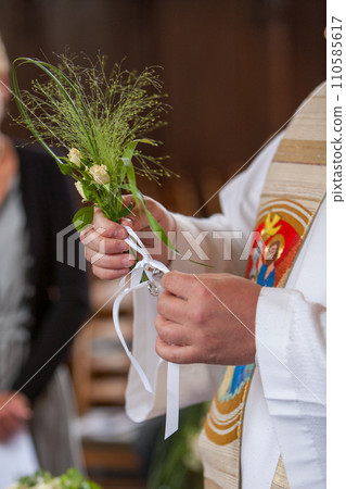 Clerical Benediction with Floral Sprig 110585617