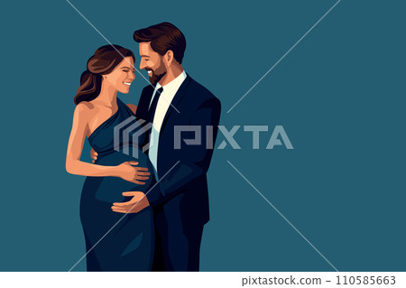 AI-generated content. beautiful happy couple man and pregnant woman vector illustration AI-generated content. beautiful happy couple man and pregnant woman vector illustration 110585663