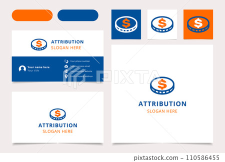 Attribution logo brand business card. Branding book affilate marketing collection. Thin Attribution logo Attribution logo brand business card. Branding book affilate marketing collection. Thin Attribution logo 110586455