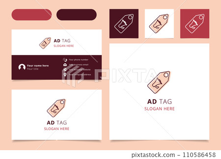 Ad Tag logo brand business card. Branding book affilate marketing collection. Thin Ad Tag logo Ad Tag logo brand business card. Branding book affilate marketing collection. Thin Ad Tag logo 110586458