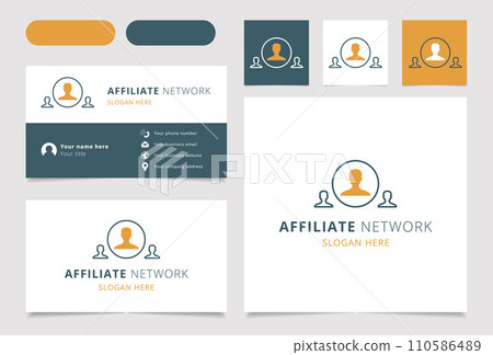 Affiliate Network logo brand business card. Branding book affilate marketing collection. Thin Affiliate Network logo 110586489