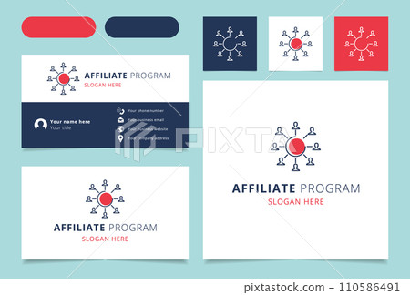 Affiliate Program logo brand business card. Branding book affilate marketing collection. Thin Affiliate Program logo 110586491