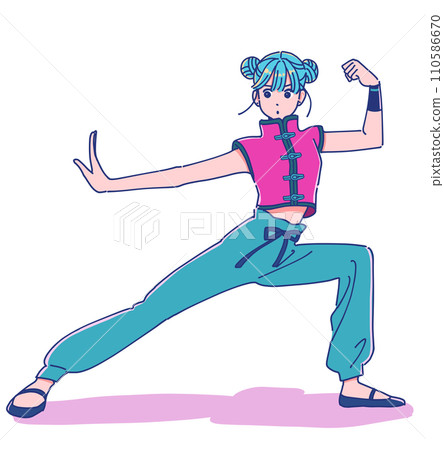 girl doing kung fu pose 110586670