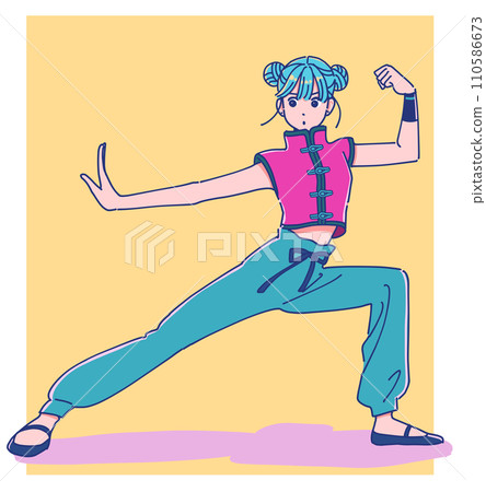 girl doing kung fu pose girl doing kung fu pose 110586673