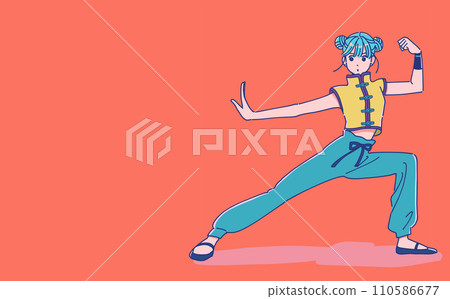 girl doing kung fu pose 110586677