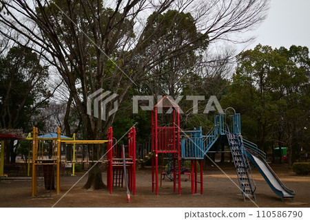 Red slide in the park Red slide in the park 110586790