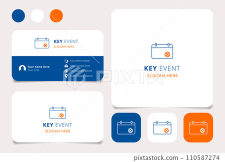 Key Event logo brand business card. Branding book from business management icons collection. Creative Key Event logo Key Event logo brand business card. Branding book from business management icons collection. Creative Key Event logo 110587274