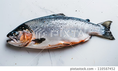 raw rainbow trout isolated on white background 110587452
