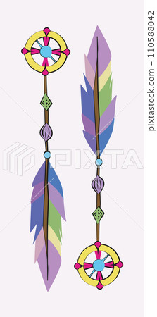 indian amulet, amulet of indians, amulet with feathers 110588042